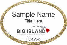 (image for) Keller Williams Big Island Oval Bling Gold Badge with White Insert