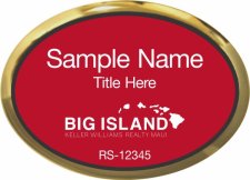 (image for) Keller Williams Big Island Oval Executive Gold Badge with Red Insert