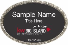 (image for) Keller Williams Big Island Logo B Oval Bling Silver Badge with Black Insert