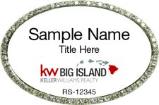 (image for) Keller Williams Big Island Logo B Oval Bling Silver Badge with White Insert