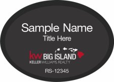 (image for) Keller Williams Big Island Logo B Oval Executive Black Badge with Black Insert