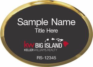 (image for) Keller Williams Big Island Logo B Oval Executive Gold Badge with Black Insert