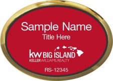 (image for) Keller Williams Big Island Logo B Oval Executive Gold Badge with Red Insert