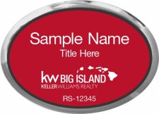 (image for) Keller Williams Big Island Logo B Oval Executive Silver Badge with Red Insert