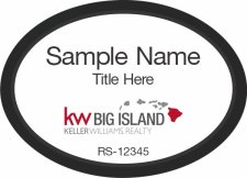 (image for) Keller Williams Big Island Logo B Oval Executive Black Badge with White Insert