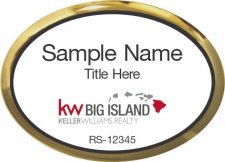 (image for) Keller Williams Big Island Logo B Oval Executive Gold Badge with White Insert