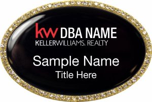 (image for) Keller Williams Realty Logo 3 Gold Oval Beyond Bling Black Badge