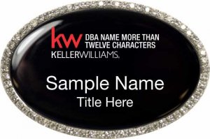 (image for) Keller Williams Realty Logo 5 Silver Oval Bling Black Badge