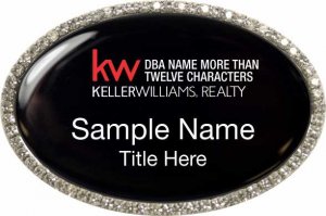 (image for) Keller Williams Realty Logo 4 Silver Oval Bling Black Badge