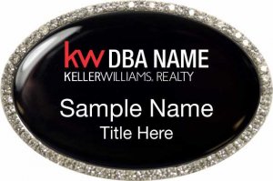 (image for) Keller Williams Realty Logo 3 Silver Oval Bling Black Badge