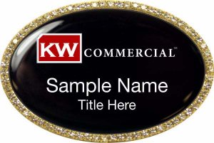 (image for) Keller Williams Commercial Gold Oval Bling Black Badge