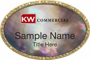 (image for) Keller Williams Commercial Gold Oval Bling Black Pearl Badge