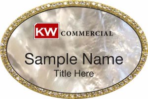 (image for) Keller Williams Commercial Gold Oval Bling White Pearl Badge