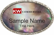 (image for) Keller Williams Commercial Silver Oval Bling Black Pearl Badge