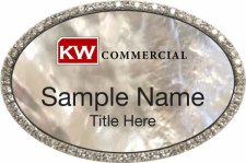 (image for) Keller Williams Commercial Silver Oval Bling White Pearl Badge