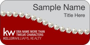 (image for) Keller Williams Realty Logo 4 Swoosh Silver/Red Badge with White Jewels