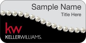 (image for) Keller Williams KW Silver/Black Swoosh Badge w/White Jewels