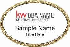 (image for) Keller Williams Realty Logo 3 Gold Oval Bling White Badge