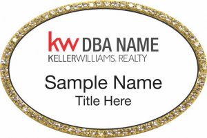 (image for) Keller Williams Realty Logo 3 Gold Oval Bling White Badge