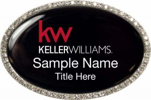 (image for) Keller Williams KW Silver Oval Bling Black Badge