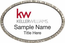 (image for) Keller Williams KW Silver Oval Bling White Badge