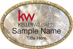 (image for) Keller Williams KW Gold Oval Bling White Pearl Badge