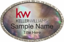 (image for) Keller Williams KW Silver Oval Bling Black Pearl Badge