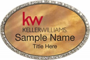 (image for) Keller Williams KW Silver Oval Bling Gold Pearl Badge