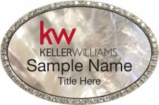 (image for) Keller Williams KW Silver Oval Bling White Pearl Badge