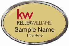 (image for) Keller Williams KW Silver Oval Polished Prestige Gold Badge