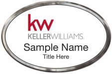 (image for) Keller Williams KW Silver Oval Polished Prestige White Badge