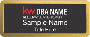 (image for) Keller Williams Realty Logo 3 Prestige Gold Anodized Black Badge