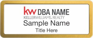 (image for) Keller Williams Realty Logo 3 Prestige Gold Anodized White Badge