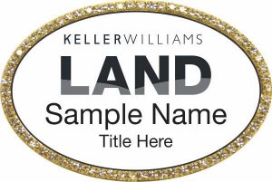 (image for) Keller Williams Land Gold Oval Bling White Badge