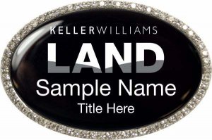 (image for) Keller Williams Land Silver Oval Bling Black Badge