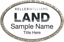 (image for) Keller Williams Land Silver Oval Bling White Badge