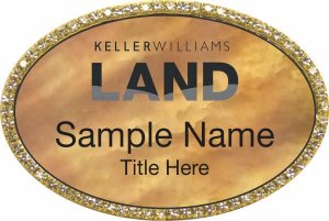 (image for) Keller Williams Land Gold Oval Bling Gold Pearl Badge