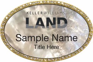 (image for) Keller Williams Land Gold Oval Bling White Pearl Badge