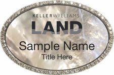 (image for) Keller Williams Land Silver Oval Bling White Pearl Badge