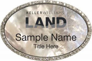 (image for) Keller Williams Land Silver Oval Bling White Pearl Badge