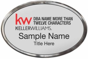 (image for) Keller Williams Realty Logo 5 Silver Oval Polished Prestige Silver Badge