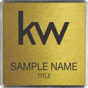 (image for) KW Logo Silver Square Executive Gold Anodized Badge