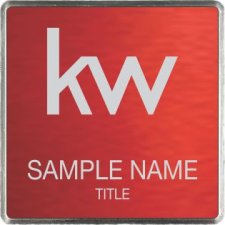 (image for) KW Logo Silver Square Executive Red Anodized Badge