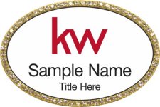 (image for) KW Logo Gold Oval Bling White Badge