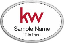 (image for) KW Logo Silver Oval Pebbled Prestige White Badge