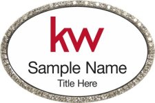 (image for) KW Logo Silver Oval Bling White Badge