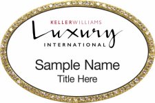 (image for) Keller Williams Luxury International Gold Oval Bling White Badge Style B