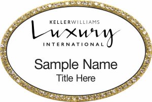 (image for) Keller Williams Luxury International Gold Oval Bling White Badge