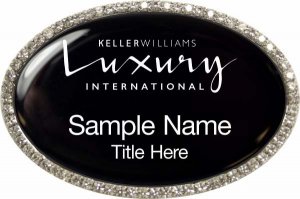 (image for) Keller Williams Luxury International Silver Oval Bling Black Badge