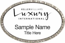 (image for) Keller Williams Luxury International Silver Oval Bling White Badge